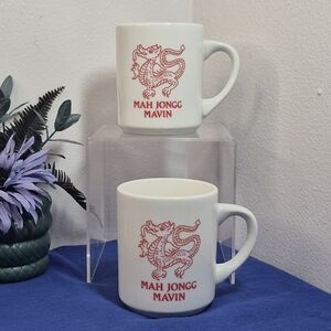 Pair of 'Mah Jongg Mavin' Coffee Mugs 8 oz NWOT